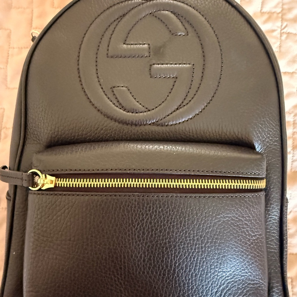 Gucci Black Leather Backpack